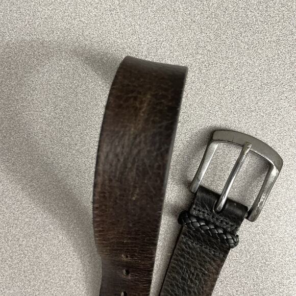 Lauren Ralph Lauren Brown Leather Belt Silver Buckle Distressed Large 1 3/8th" - Picture 11 of 12